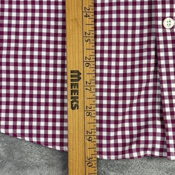 Lands End Button Down Shirt Mens M 15-15.5 Red Gingham Check Traditional Fit - Picture 9 of 10